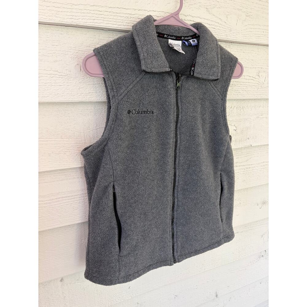Columbia Fleece Vest Womens Medium Gray Full Zip Outdoor Cozy - Picture 3 of 6
